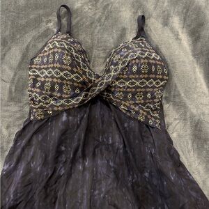 Elegant Black and Gold Women's Swim Dress